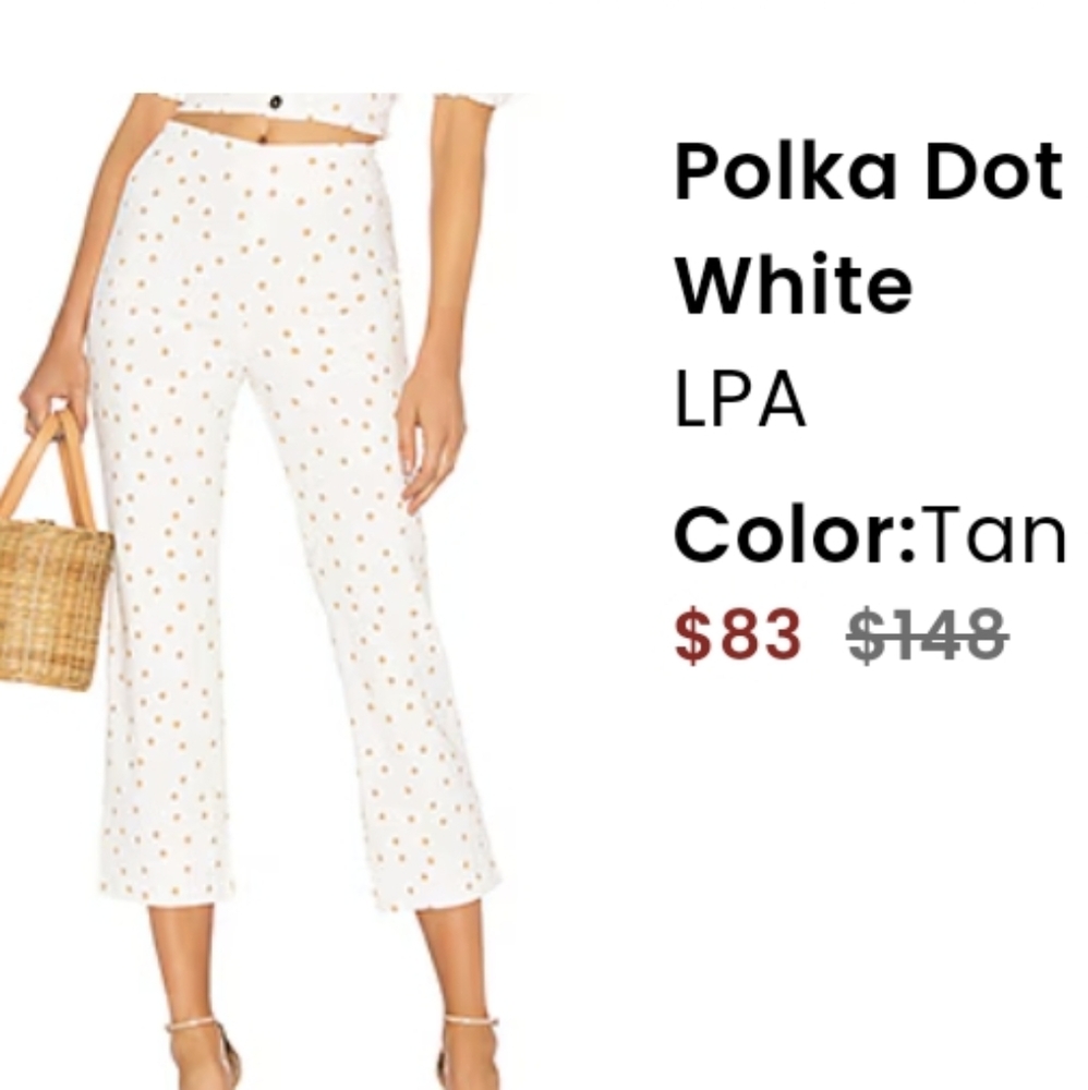 LPA Polka Dot White Cropped Pants